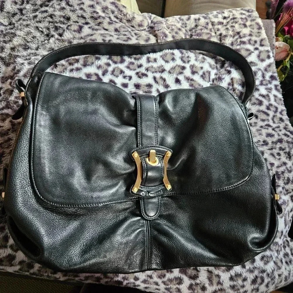 B. Makowsky | Black Butter Soft Slouchy  Moto Shoulder Bag - Picture 15 of 16